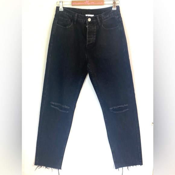 (A53) NEW Princess Polly ATTICA KNEE RIP DENIM JEANS BLACK, Size 6, NWOT - Picture 6 of 14